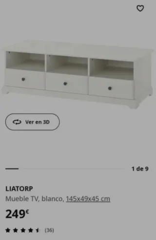 Mueble TV Ikea Liatorp Blanco