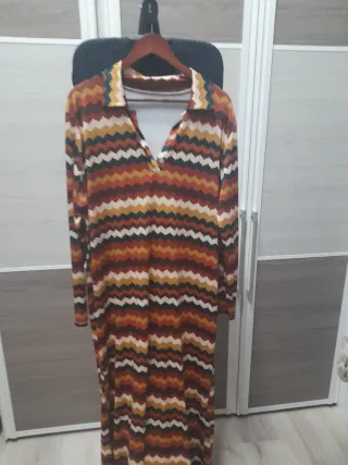 Vestido largo estampado zig-zag