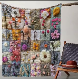 Manta suave de franela patchwork floral