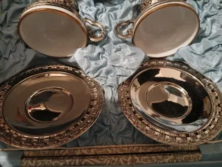 Juego de café plata y blanco precio por unidad