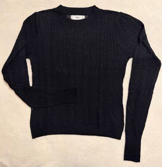 Jersey Mango punto fino calado negro