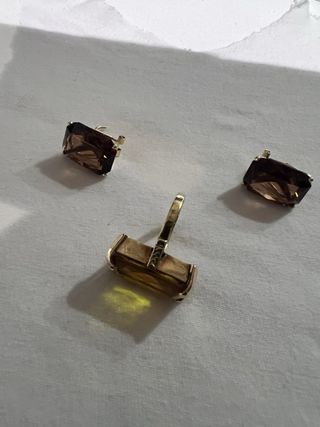 Conjunto oro 18k y topacio: Anillo y Pendientes