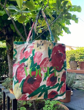 Borsa Tote Vogue Floreale Cotone Verde