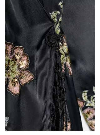 Kimono M/L Zara bordados flores flecos
