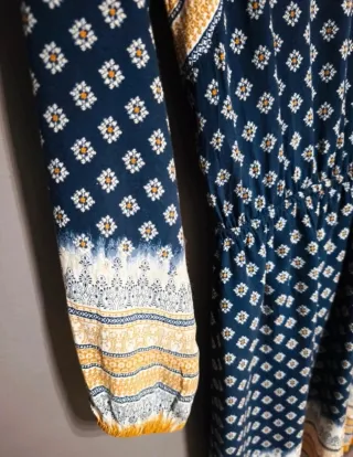 Vestido estampado étnico mujer manga larga