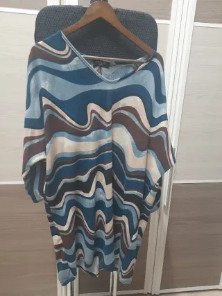 Vestido juvenil señora azul y marrón