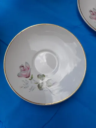 Juego de café porcelana flores rosas