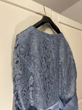 Vestido madrina / fiesta Azul Encaje y Satén