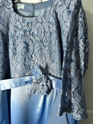 Vestido madrina / fiesta Azul Encaje y Satén