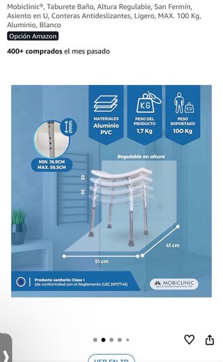 Taburete Baño Mobiclinic Regulable san fermin