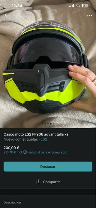 Casco Moto LS2 FF906 Advant Talla XS
