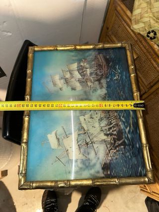 Cuadro Barcos Batalla Marco Bambú