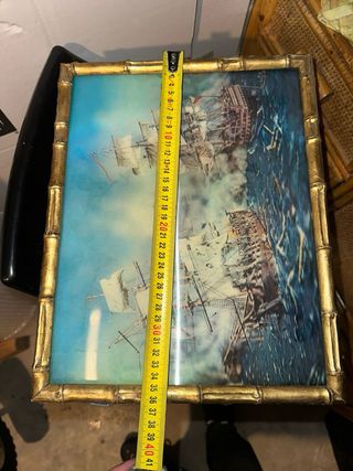 Cuadro Barcos Batalla Marco Bambú