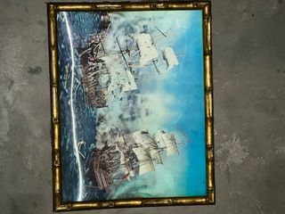 Cuadro Barcos Batalla Marco Bambú