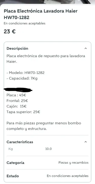 Placa Electrónica Lavadora Haier HW70-1282