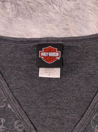 Harley Davidson Camiseta Henley Mujer Made in USA'