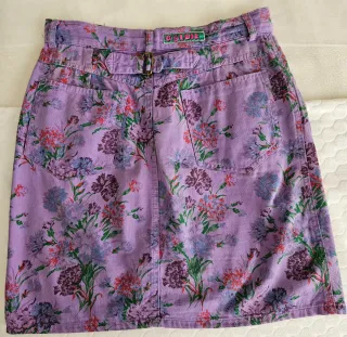 Falda vaquera morada floral