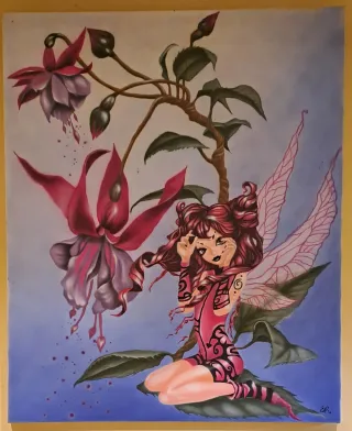 Cuadro Hada 60x75cm. Pintado con aerógrafo.