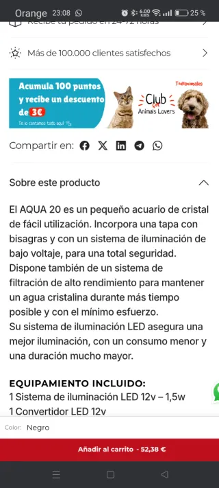 Acuario Ciano Aqua 20 LED Blanco 17L