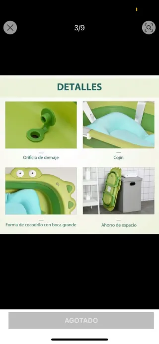 Bañera Bebé Plegable con Cojín Azul