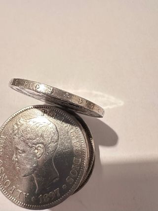 Moneda Plata 5 Pesetas Alfonso XII 1884 25 Gramos