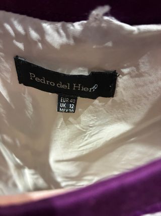 Vestido Pedro del Hierro Talla 40 Morado y Dorado