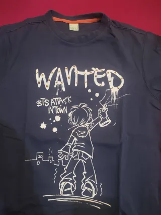 Camiseta azul con dibujo WANTED Talla 12 Años 152