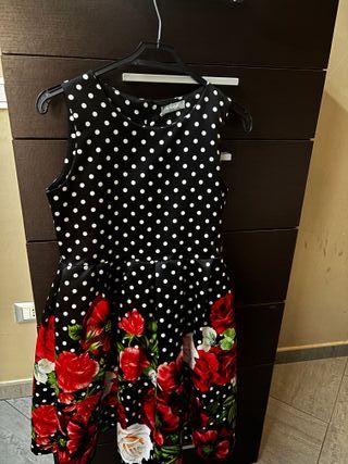 Abito Artigli Junior - Fantasia Pois e Rose - 12