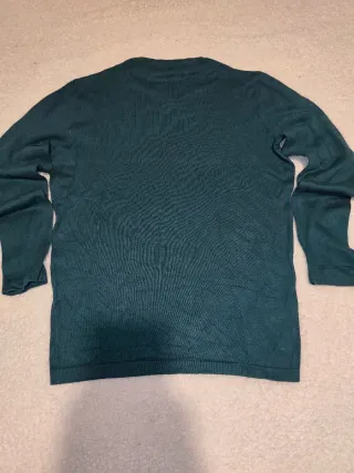 Jersey Zara Hombre Azul Petróleo Cuello Pico