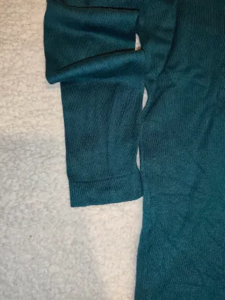 Jersey Zara Hombre Azul Petróleo Cuello Pico