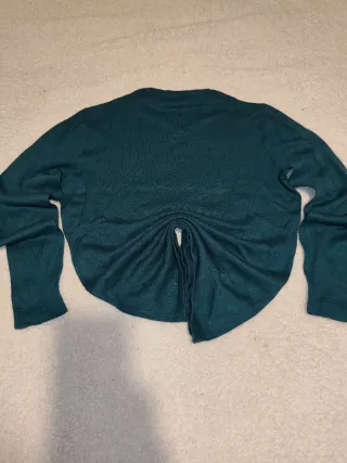 Jersey Zara Hombre Azul Petróleo Cuello Pico