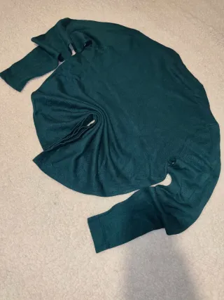 Jersey Zara Hombre Azul Petróleo Cuello Pico