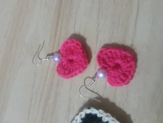 Pendientes Corazón Crochet Hechos a Mano