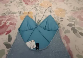 Vestido azul brillante tirantes finos