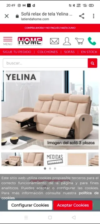 Sofá 3 plazas reclinable