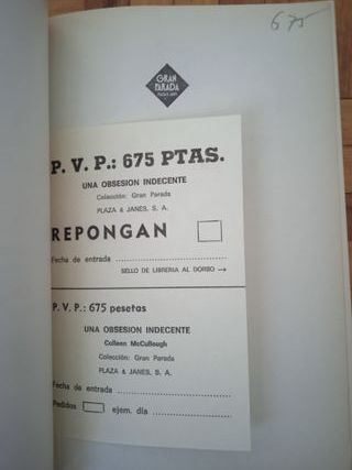 'Una obsesión indecente' (Novela 1982)
