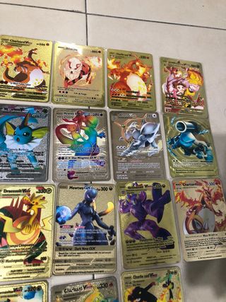 Lote Cartas Pokémon Metálicas Doradas