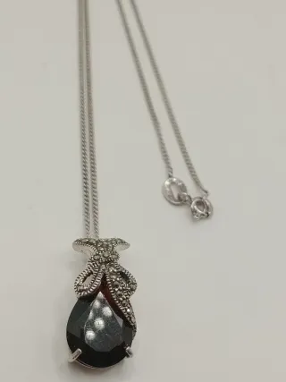 Collana vintage retrò art decò argento 925 granato