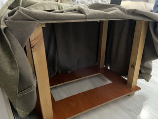 Mesa camilla cristal y terciopelo gris