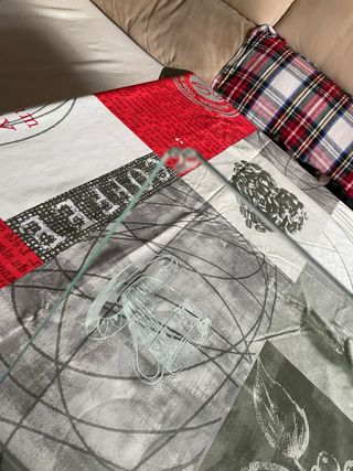 Mesa camilla cristal y terciopelo gris