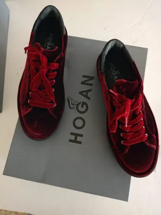 Sneakers Hogan in velluto Borgogna