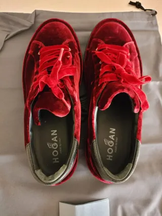 Sneakers Hogan in velluto Borgogna