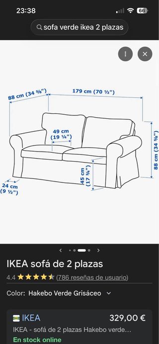 Sofá 2 plazas IKEA verde