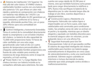 Chaleco Calefactable con Batería para Pablo. NUEVO