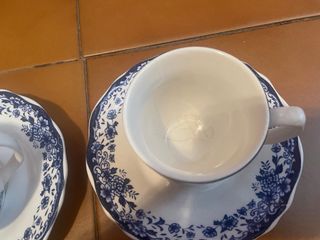 Coppia Tazzine Caffè Porcellana Vintage Blu