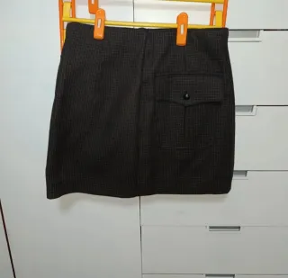 Falda Zara cuadros marrón y gris