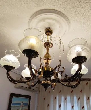 Lámpara Techo Vintage 6 Brazos Dorada