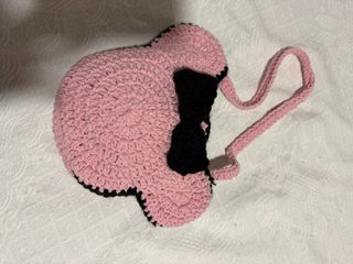 Bolso crochet infantil rosa y negro