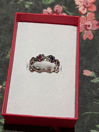 Anillo Plata Flores Multicolor