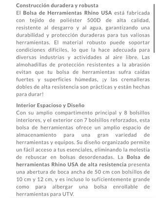 RHINO USA BOLSA DE HERRAMIENTAS ALTA RESISTENCIA